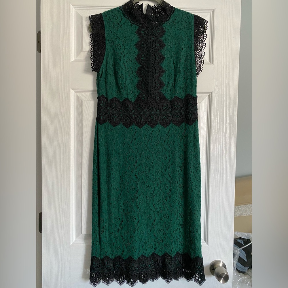 New NY&C knee high dress. Green and black lace